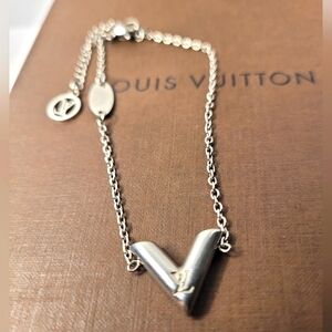 Louis Vuitton V Silver Tone Bracelet